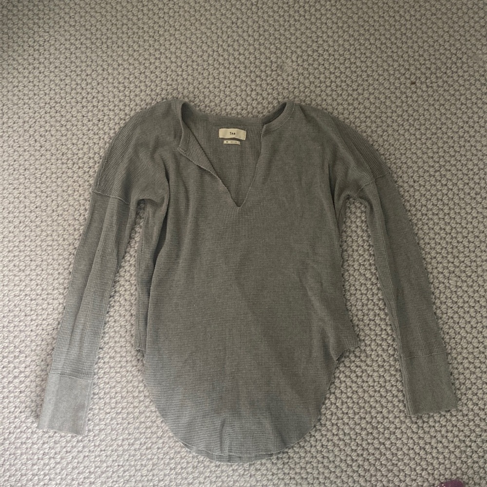 TNA v neck waffle sweater
